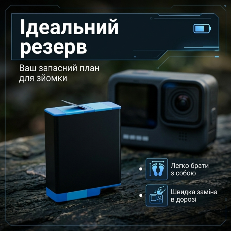 Акумулятор для екшн-камер GoPro Hero 9/10/11/12 2000 mAh