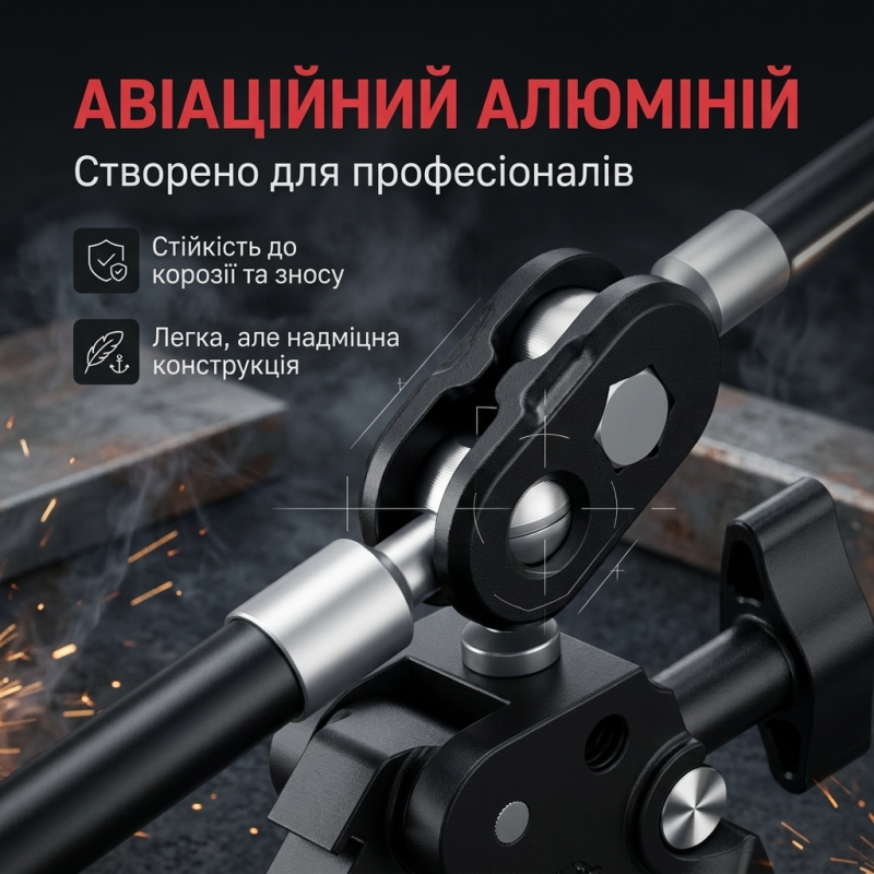 Кріплення Ulanzi CO78 з шарнірним кронштейном і тримачем телефону для камери та світла 61 cм