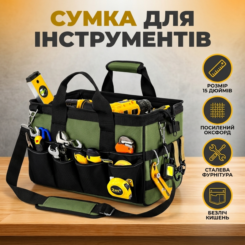 Сумка для інструментів та інших аксесуарів з наплічним ремінем 39 х 20 х 23 см