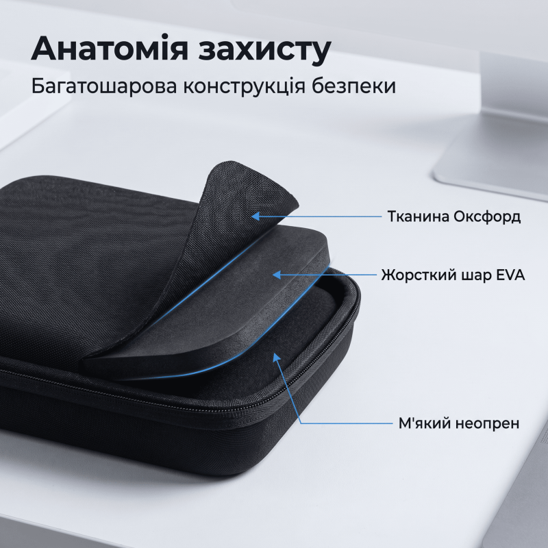 Чорний органайзер для електроніки та кабелів GHKJOK GH1310 16.7 x 11 x 4.5 см