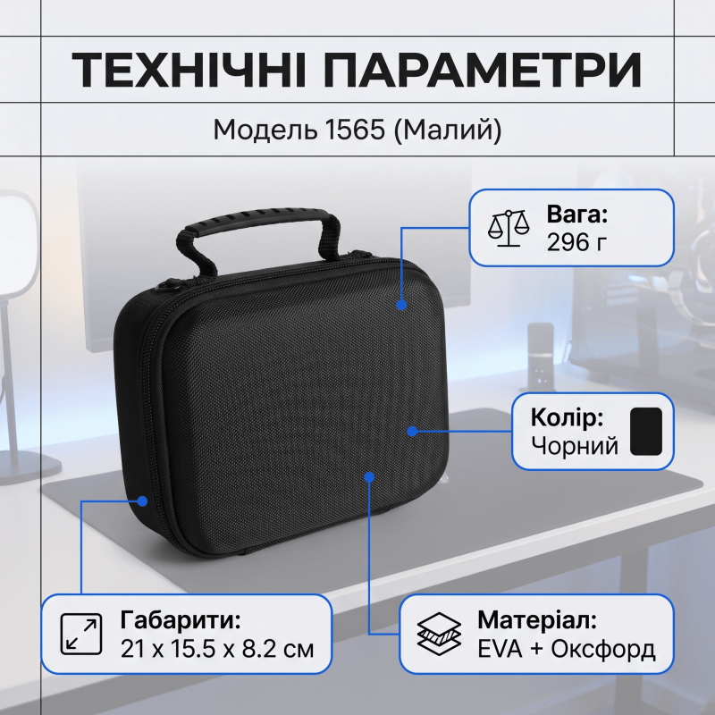Кейс органайзер для смартфоні на 7 пристроїв для стрімів SMM та блогерів (Чорний) 21 х 15.5 х 8.2 см