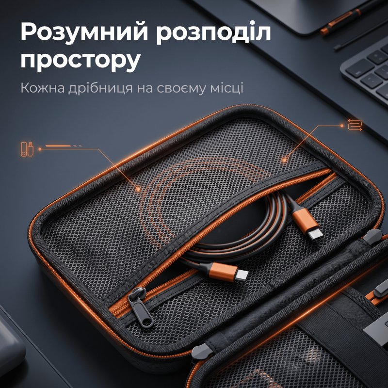 Кейс органайзер для SD-карток, флешок та кабелів GHKJOK GH1720 чорний 19 x 12.3 x 5.5 см