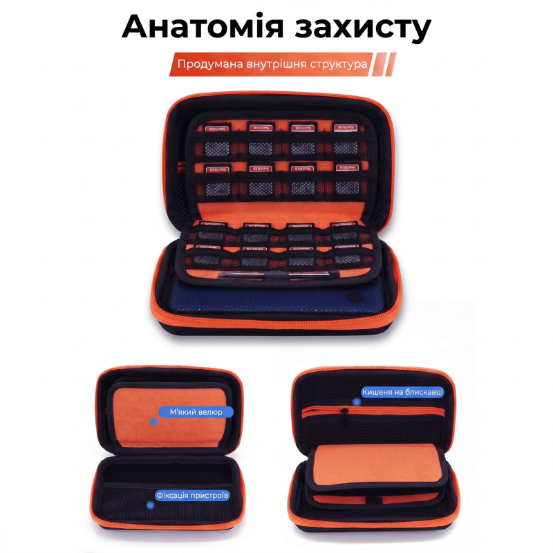Кейс органайзер для SD-карток, флешок та кабелів GHKJOK GH1720 чорний 19 x 12.3 x 5.5 см