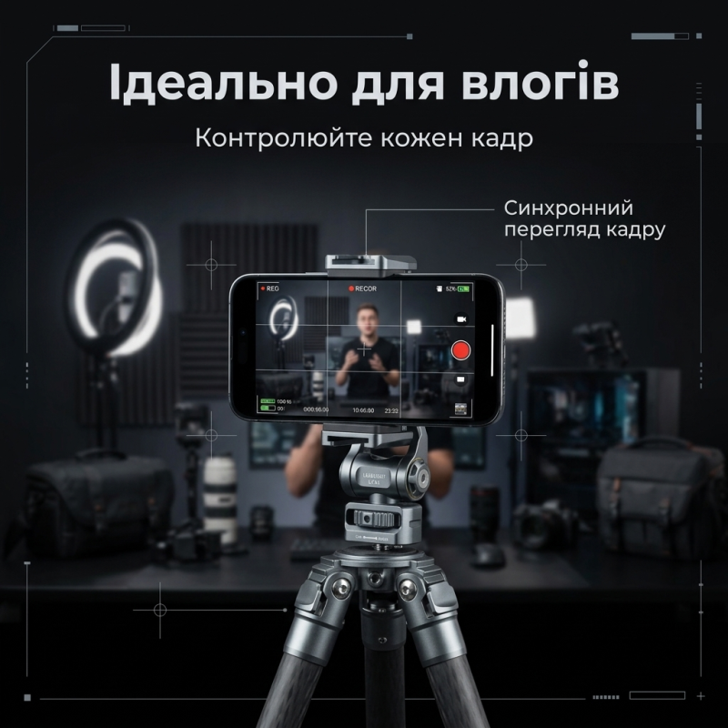 Алюмінієвий тримач Leaplight для смартфона з обертанням 360° для камери, монітора