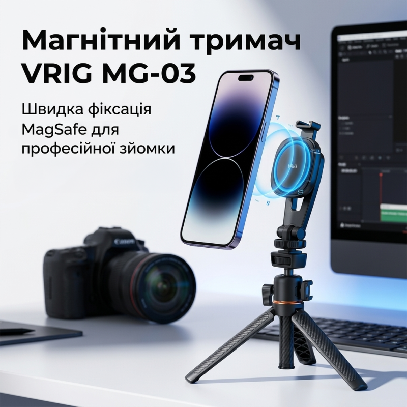 Магнітний тримач для телефону VRIG MG-03 з MagSafe та холодним башмаком для штативів та камер