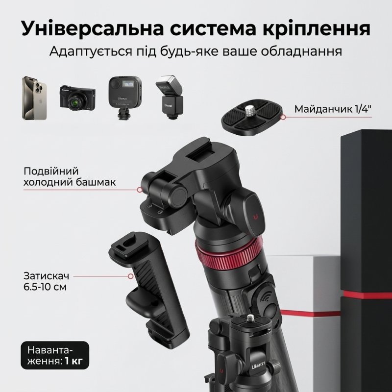 Штатив-монопод Ulanzi MT-78 з пультом для смартфона 1.85 м