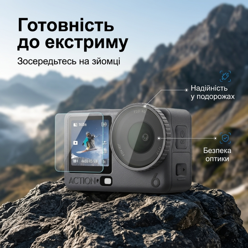 Захисне скло Puluz PU1067 для екшн-камери DJI Osmo Action 6