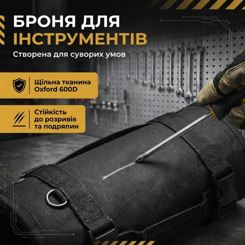 Водонепроникна сумка-скрутка для інструментів з 11 відділеннями (Чорний)