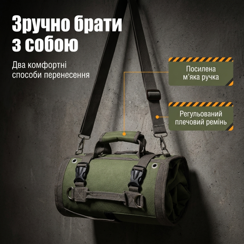 Водонепроникна сумка-скрутка для інструментів з 11 відділеннями (Чорний)