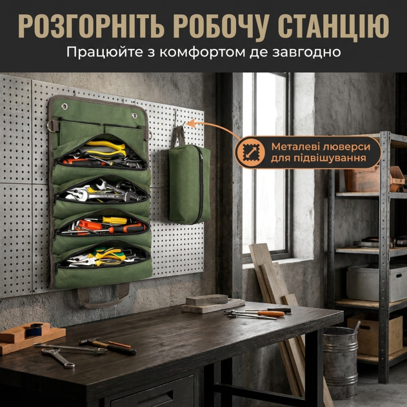 Водонепроникна сумка-скрутка для інструментів з 11 відділеннями (Коричневий)