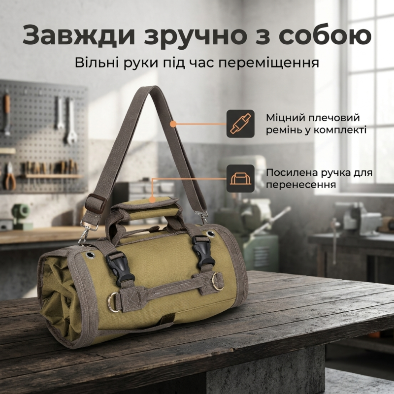 Водонепроникна сумка-скрутка для інструментів з 11 відділеннями (Коричневий)