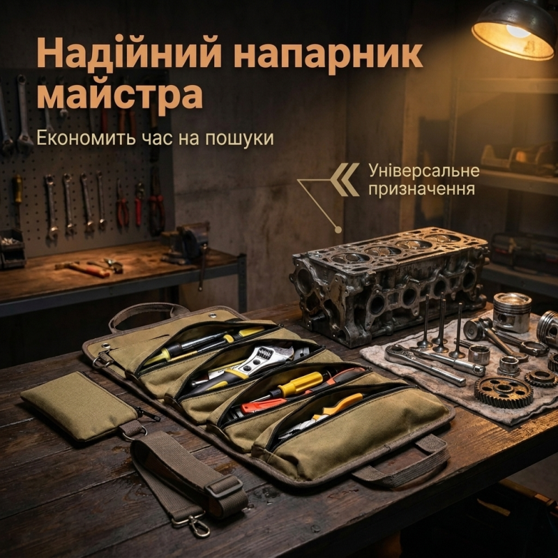 Водонепроникна сумка-скрутка для інструментів з 11 відділеннями (Коричневий)