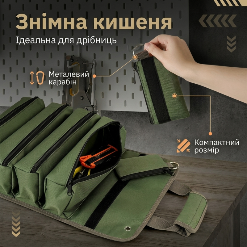 Водонепроникна сумка-скрутка для інструментів з 11 відділеннями (Коричневий)