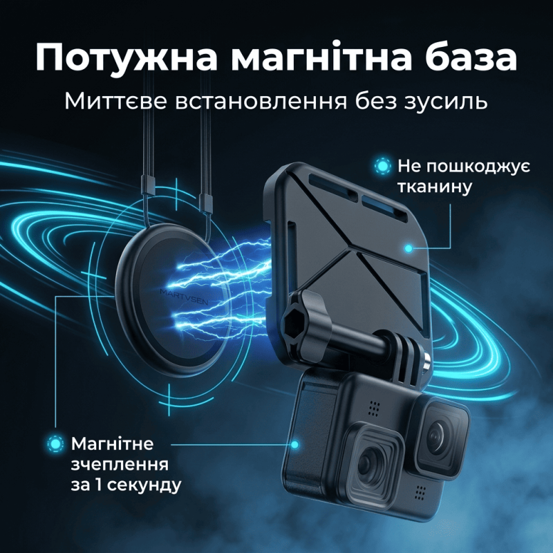 Магнітне кріплення на груди для екшн-камери з ремінцем для GoPro DJI Insta360 MARTVSEN X7PRO
