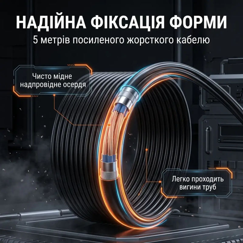 Відеоендоскоп з двома камерами 1080P, екран 4.3", кабель 5 м, IP67 для СТО та труб