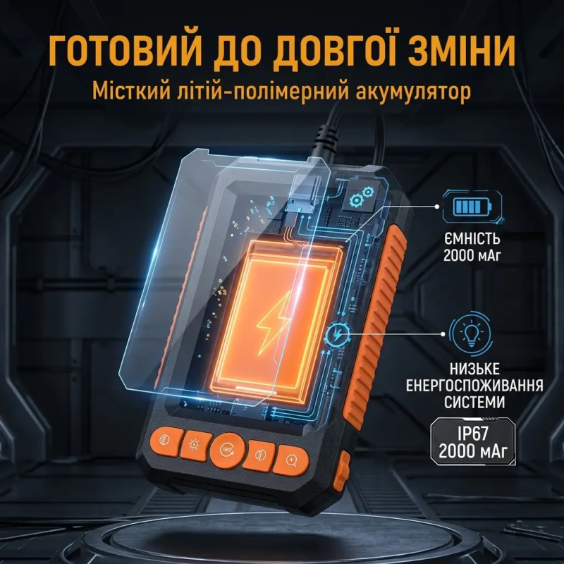 Відеоендоскоп з двома камерами 1080P, екран 4.3", кабель 5 м, IP67 для СТО та труб