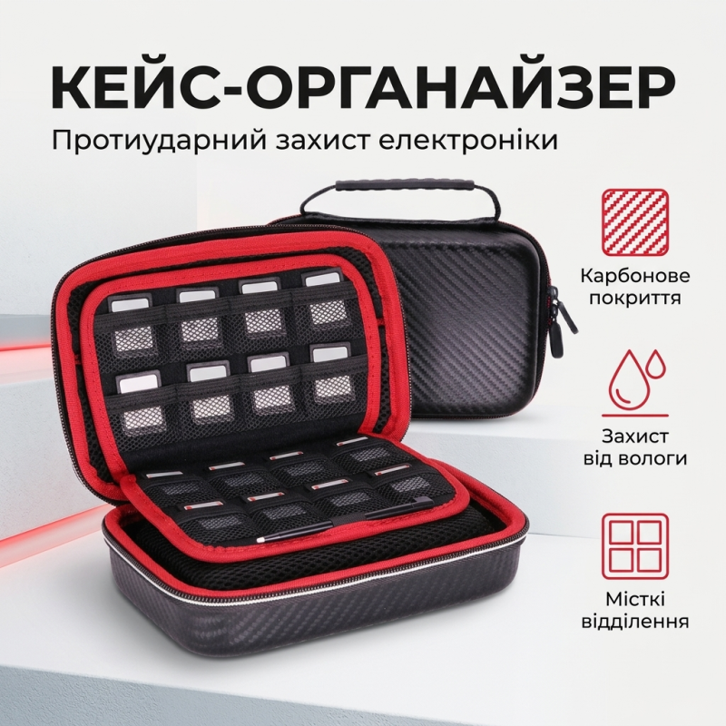 Протиударний кейс-органайзер для електроніки та карт пам'яті 20 х 12.5 х 7.5 см