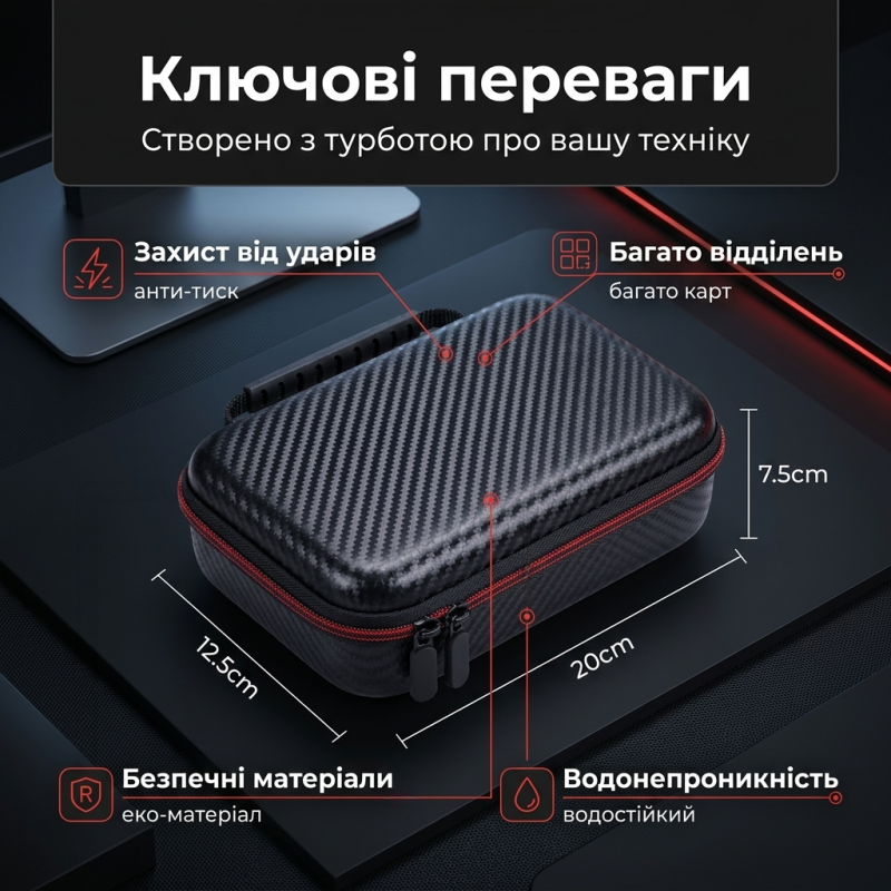 Протиударний кейс-органайзер для електроніки та карт пам'яті 20 х 12.5 х 7.5 см