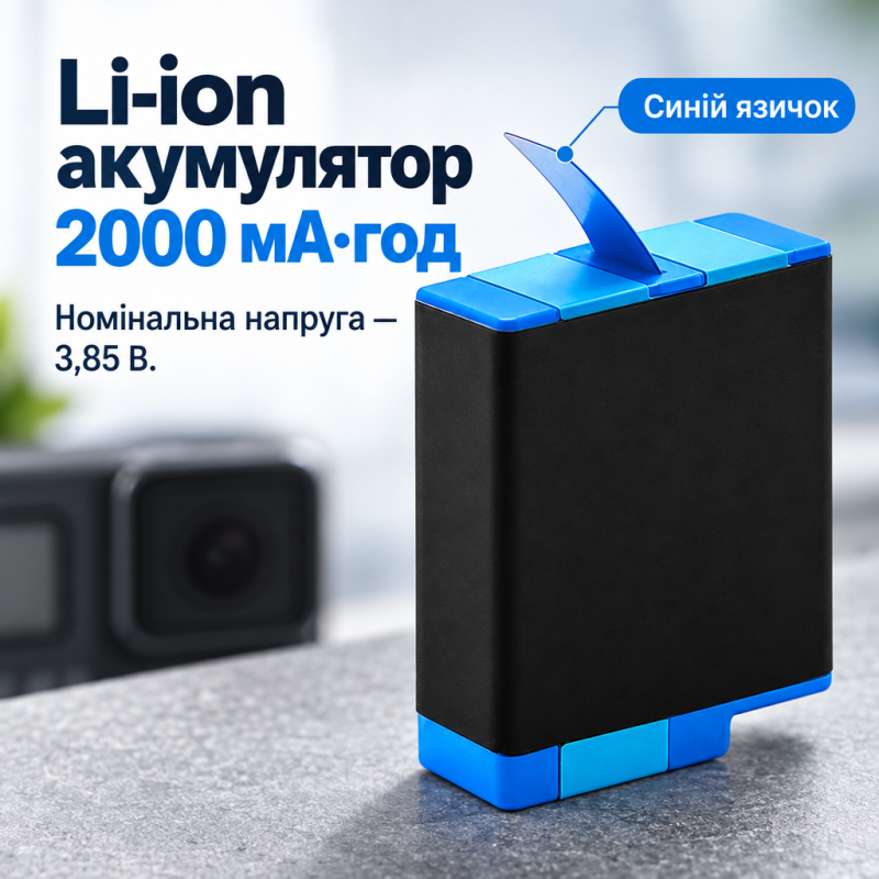 Зарядний кейс та Li-ion акумулятор 2000 мА·год для GoPro Hero 9/10/11/12