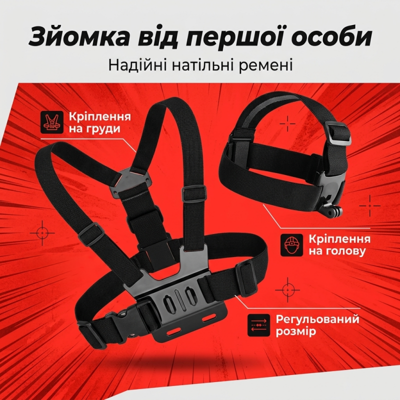 Набір аксесуарів для екшн-камер 50 в 1 з кейсом для GoPro Hero 13/12/11/10/9, DJI, Insta360
