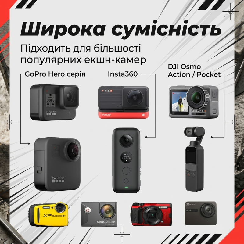 Набір аксесуарів для екшн-камер 50 в 1 з кейсом для GoPro Hero 13/12/11/10/9, DJI, Insta360