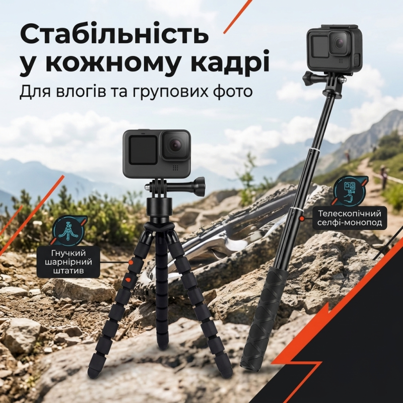 Набір аксесуарів для екшн-камер 49 в 1 з кейсом для GoPro, DJI, Insta360
