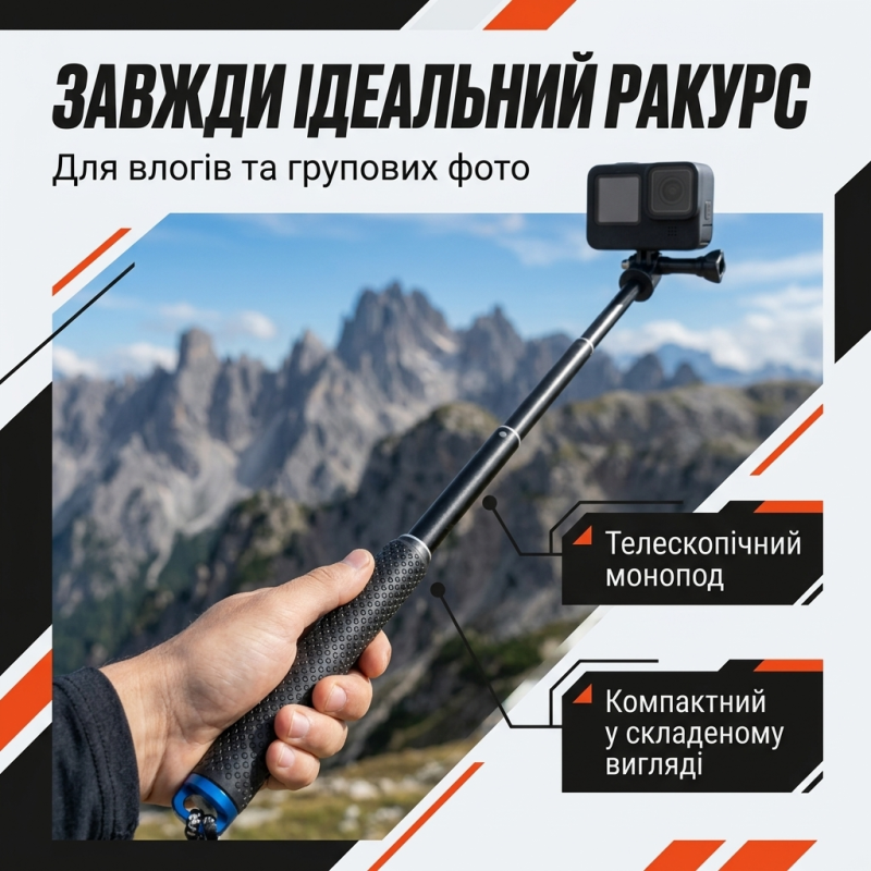 Набір аксесуарів для екшн-камер 38 в 1 для GoPro, DJI Osmo, Insta360 на шолом, груди та велосипед