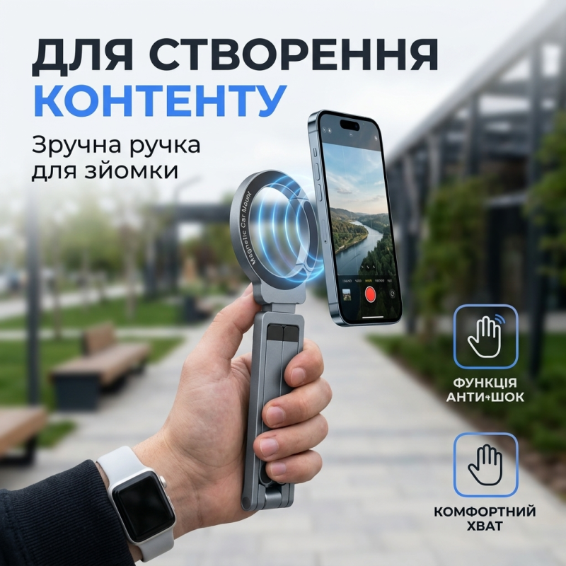 Магнітний MagSafe тримач-штатив для телефона 5-в-1 для фітнесу та зйомки