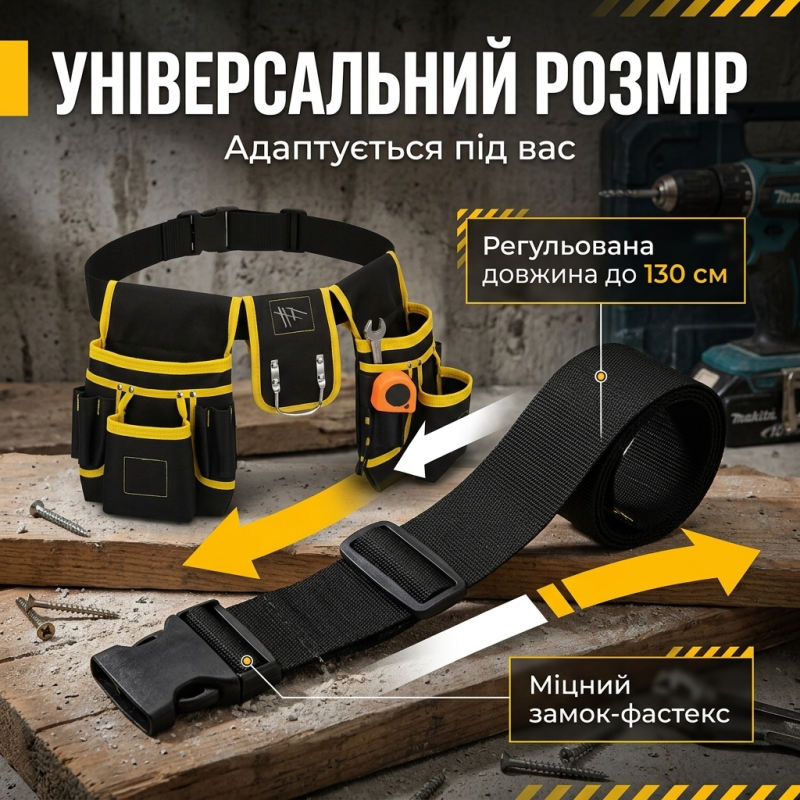 Багатофункціона поясна сумка для інструментів з магнітом на 26 кишень