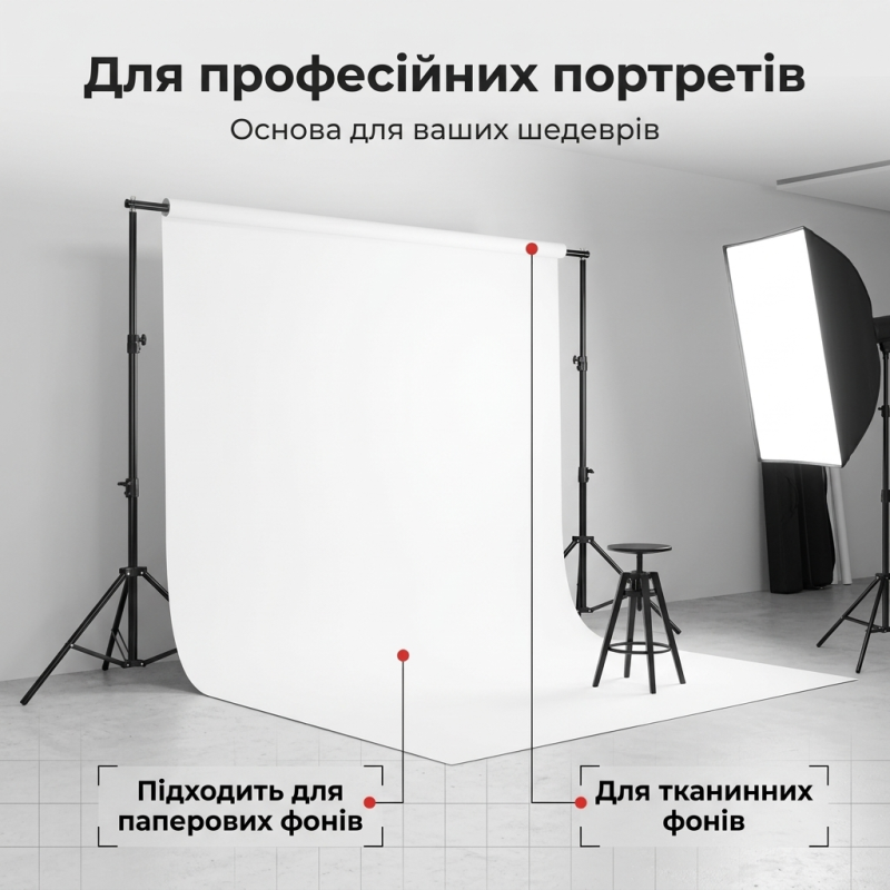 Стійка-ворота для фону з посиленими штативами, чохлом та затискачами 2.6х3 м
