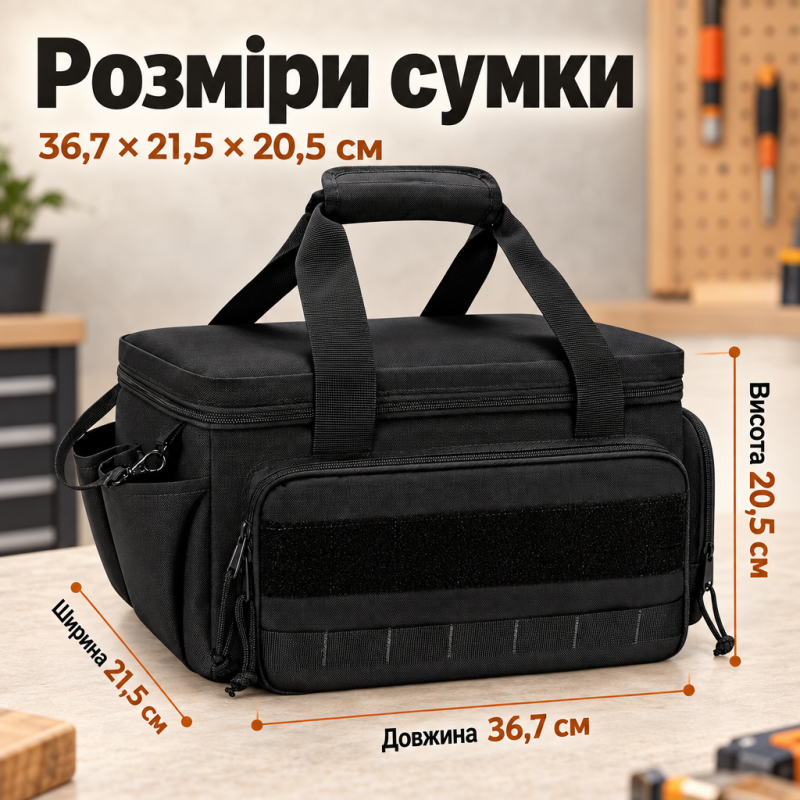 Сумка для інструментів 36,7 × 21,5 × 20,5 см з двосторонньою блискавкою