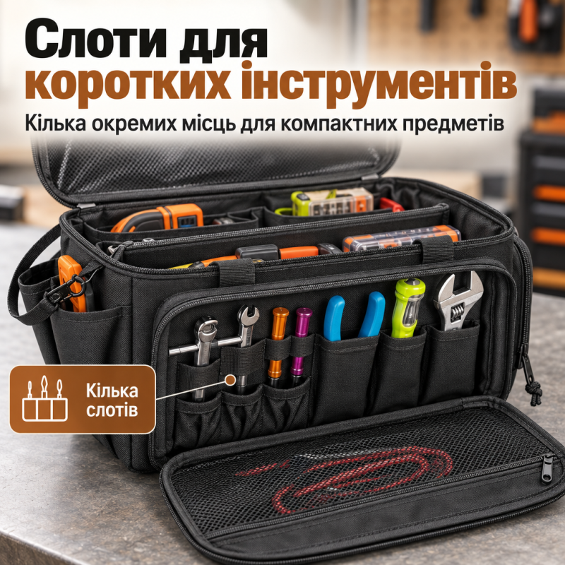 Сумка для інструментів 36,7 × 21,5 × 20,5 см з двосторонньою блискавкою