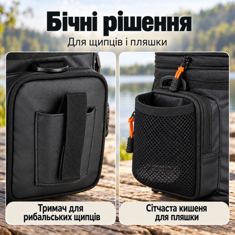 Рибальська водостійка сумка для снастей, котушок та приманок (39х23х26-36 см)
