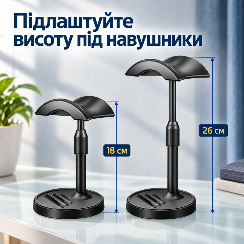 Настільна підставка тримач для навушників з підставкою для смартфона та планшета з регулюванням висоти 18–26 см