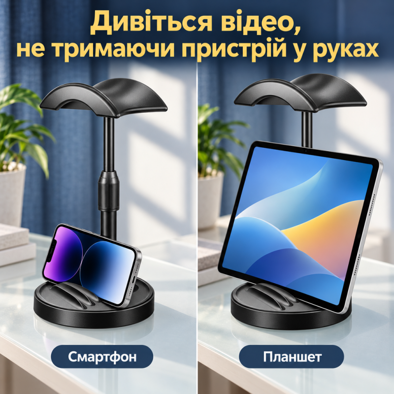 Настільна підставка тримач для навушників з підставкою для смартфона та планшета з регулюванням висоти 18–26 см