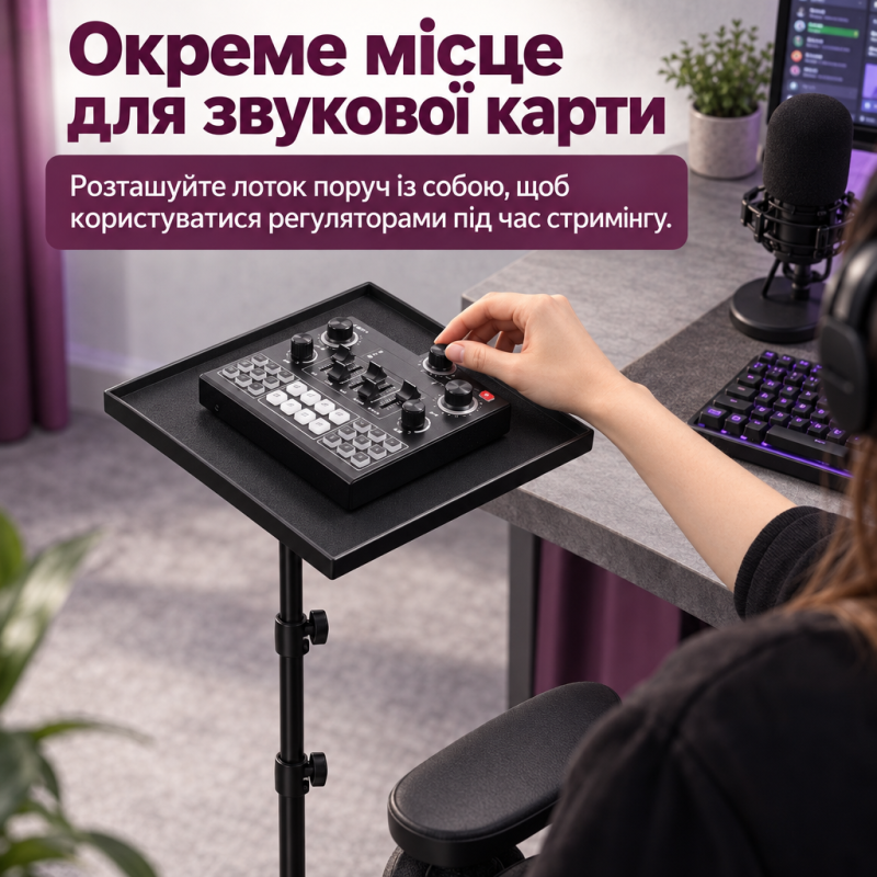 Підлогова стійка-штатив з підносом для проєктора, ноутбука та звукової карти 55–200 см