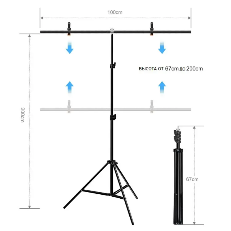 Фон із стійкою Puluz PU5204G Chroma key зелений (100x200см)