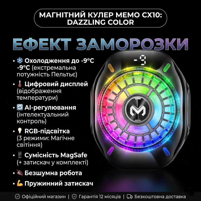 Магнітний кулер для смартфона MEMO CX10