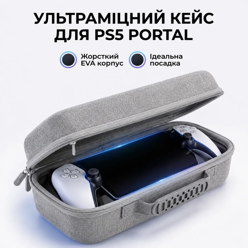 Захисний кейс для консолі Playstation Portal та аксесуарів 32×15×8 см (Сірий)
