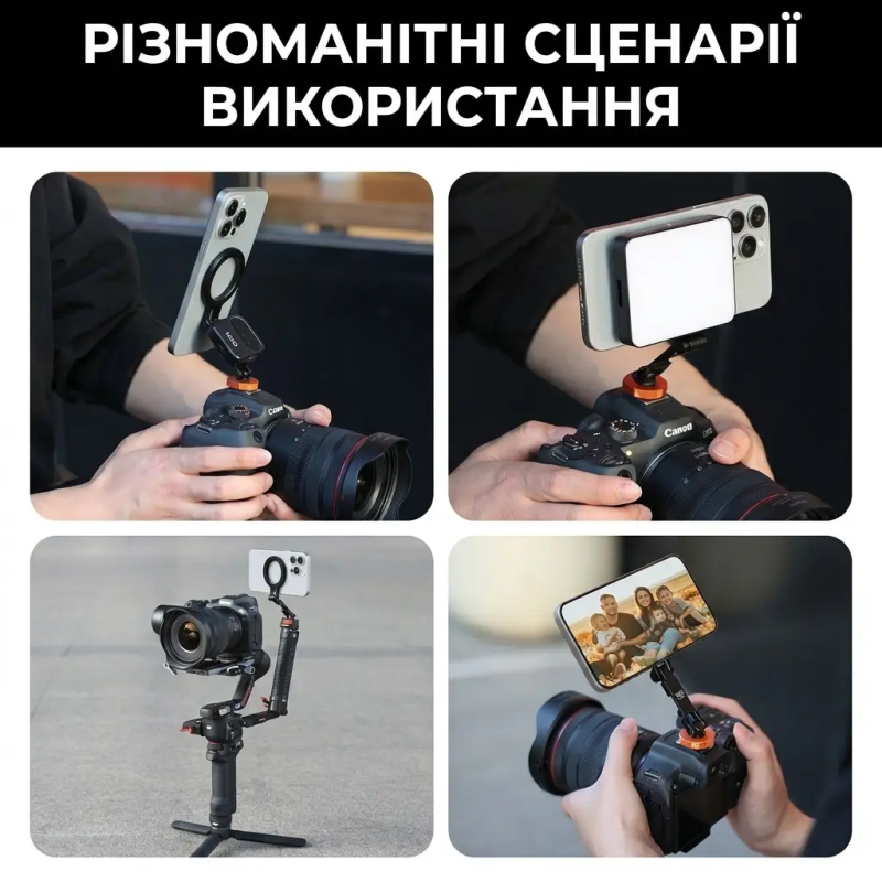 Магнітне кріплення MagSafe на холодний башмак MG-28 з 360° поворотом для смартфона та камери