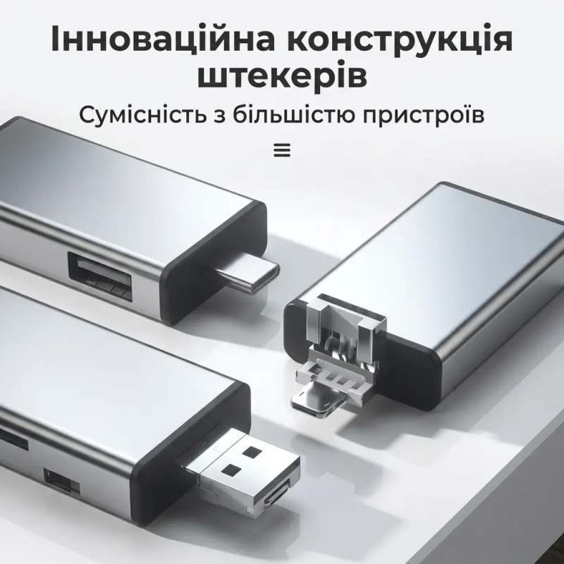 Багатофункціональний OTG кардрідер 7-в-1 з кейсом-органайзером для SD/TF карт Type-C Lightning Micro-USB для iPhone Android
