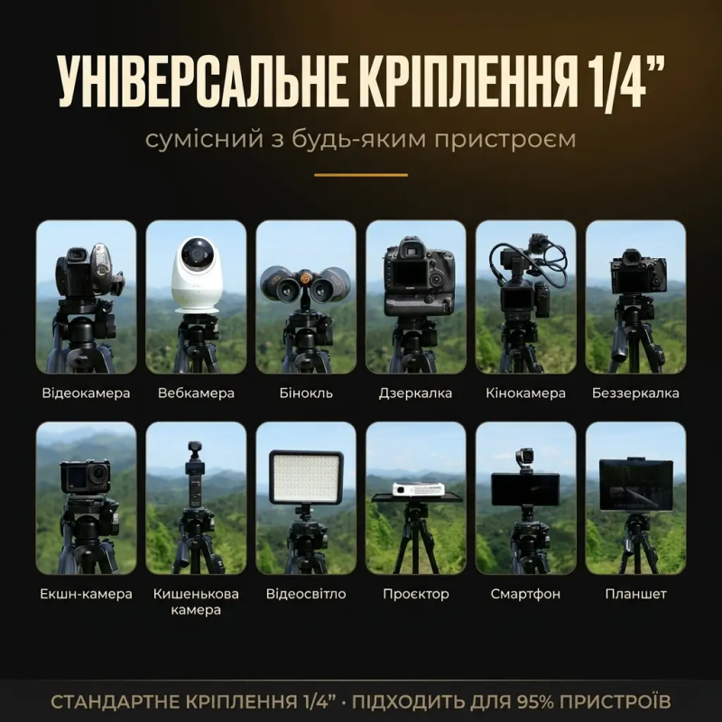 Професійний штатив YUNTENG VCT-668 з Bluetooth-пультом для смартфона