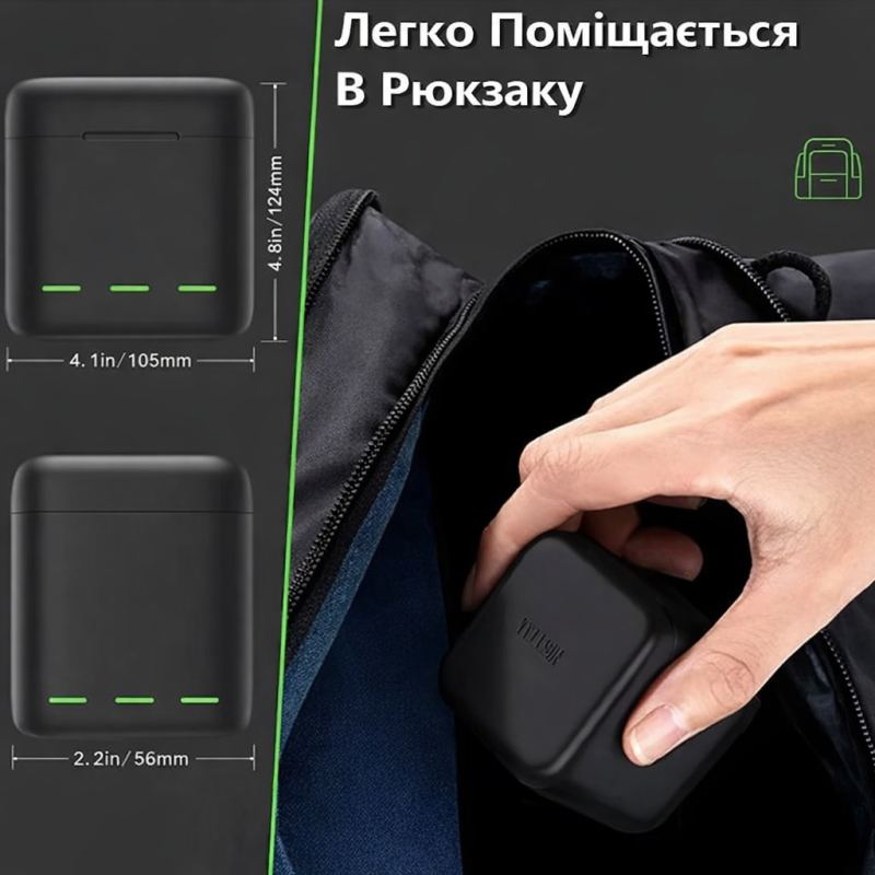 Зарядний пристрій для GoPro Hero 12,11,10, 9 Black + 6 акумулятора Telesin