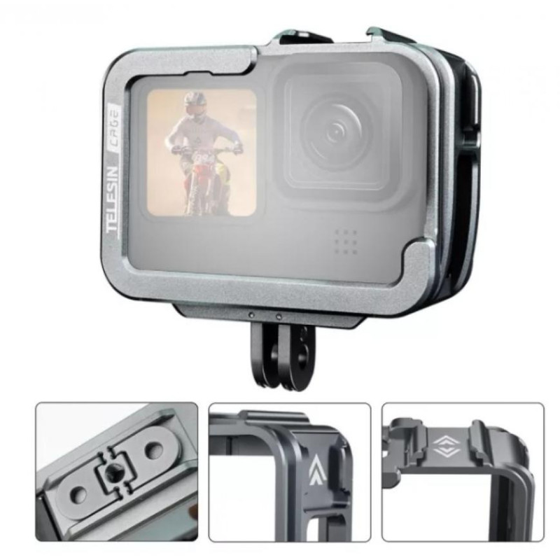 Металлическая рамка для GoPro 13/12/11/10/9  для вертикальной и горизонтальной съёмке Telesin GP-FMS-G11-TZ