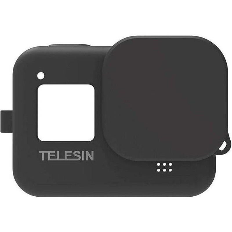 Силиконовый чехол для экшн камеры GoPro 8 Telesin GP-PTC-802-BK с защитой объектива