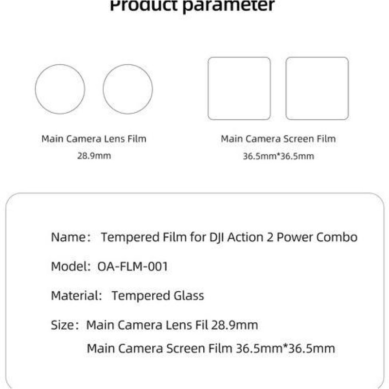Комплект защитных пленок для DJI Action 2 TELESIN Power Combo (2 пленки для объектива, 2 пленки для экрана)