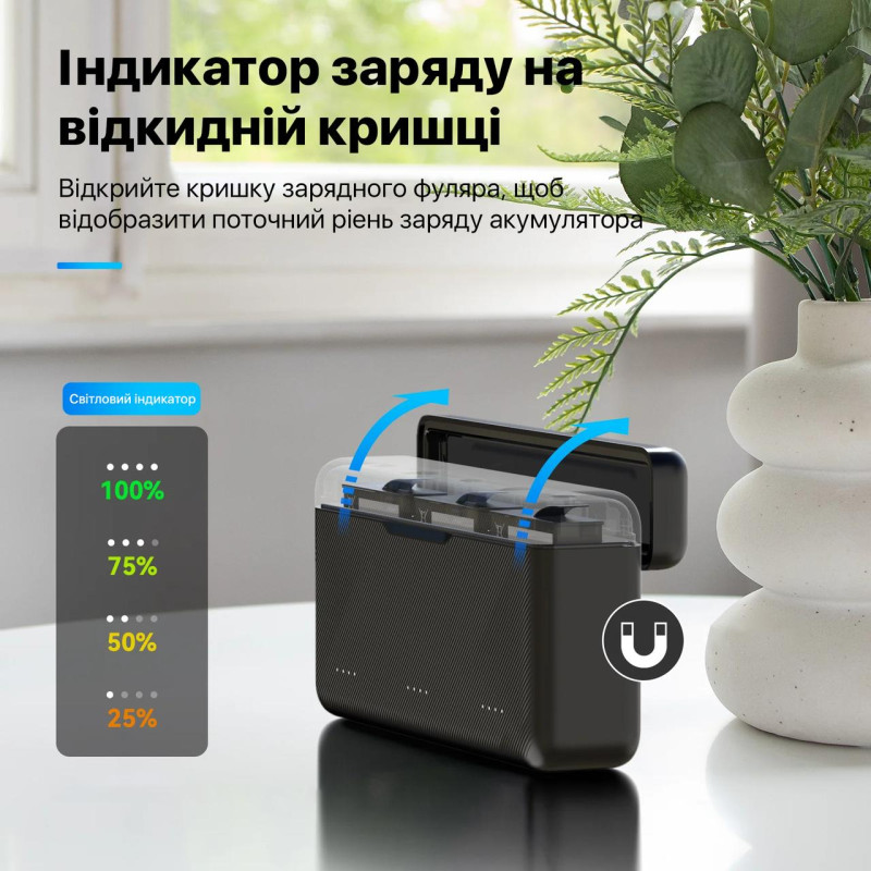 Зарядное устройство для DJI Osmo Action 3/4/5 Pro для 3-х аккумуляторов Telesin S0-BCG-02-TDJ