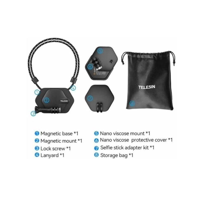 Магнітне кріплення на шию для екшн камер TELESIN (Neck Mount/Quick Release) TE-MMK-001