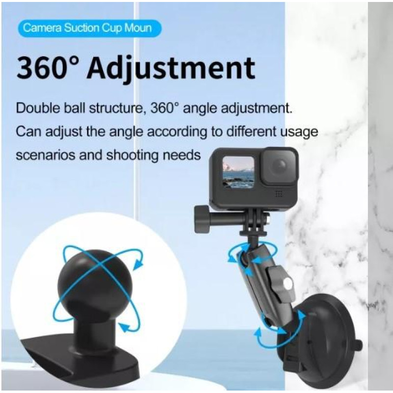 Крепление шарнир с присоской для экшн камер Telesin suction cup mount, TE-SUC-010