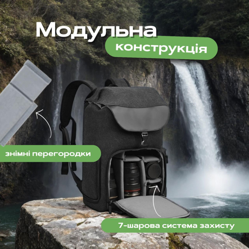 Рюкзак Caden 2-в-1 для фототехники с креплением для штатива(Чёрный)